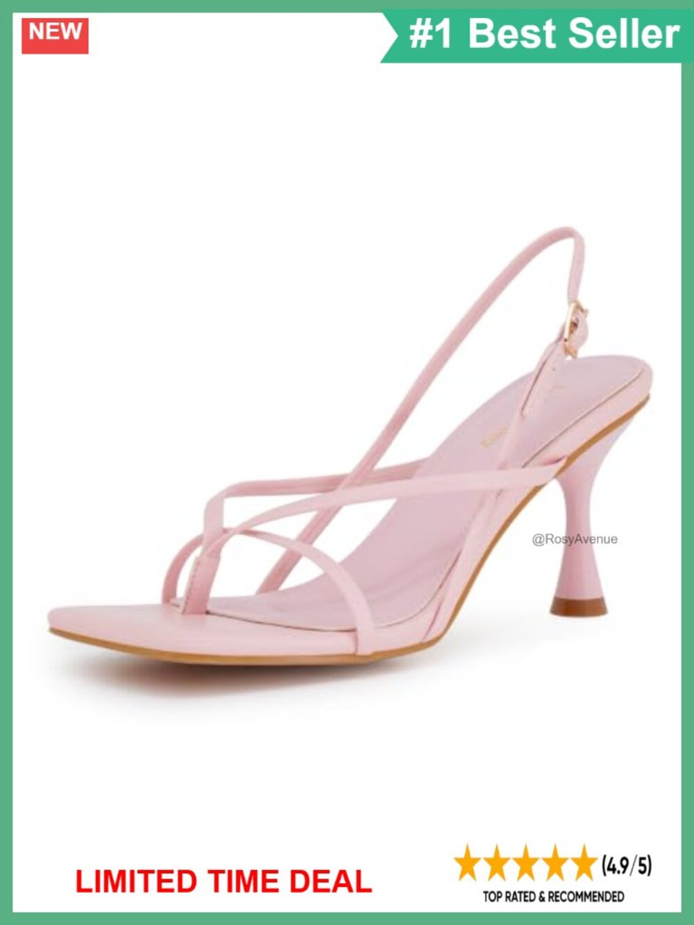 Strappy Kitten Heel Slingback Sandals Square Toe Faux Leather